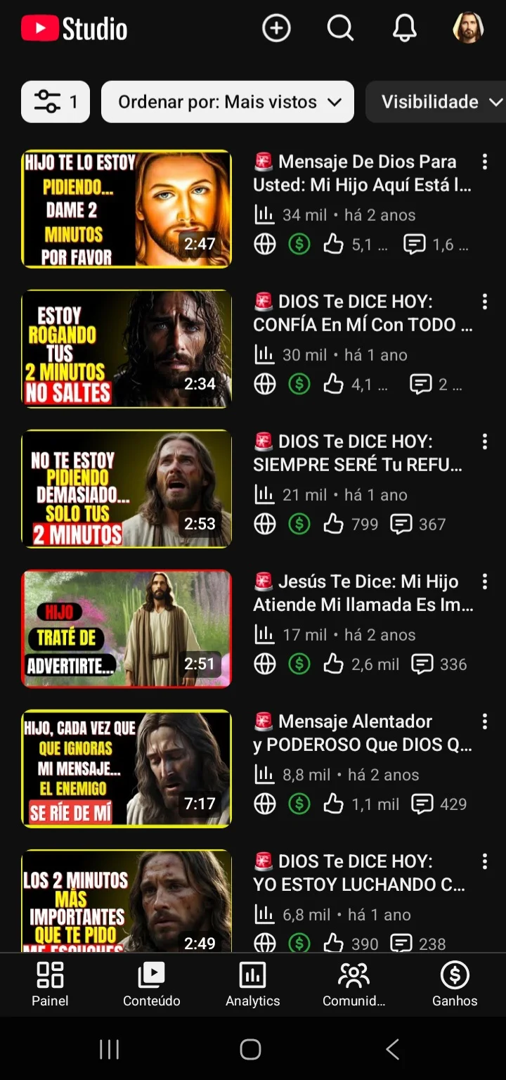 YouTube Canal Em Espanhol Monetizado No Nicho De Oração Com 5.250 Inscritos com 5 mil à venda