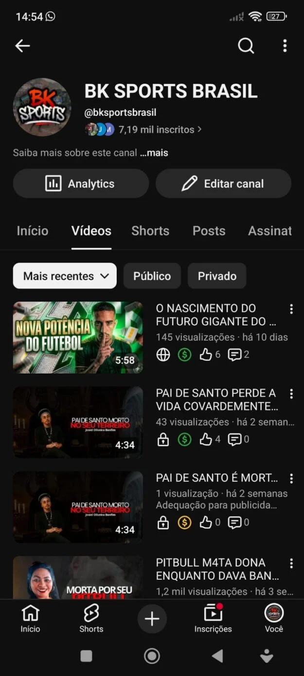 YouTube Vendo Canal Monetizado no YouTube +7K de Inscritos sem Strike com 80$ Dólar p… com 7 mil à venda